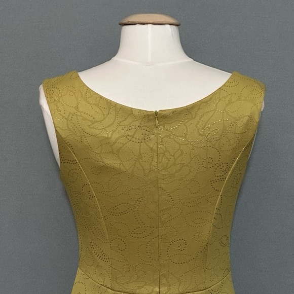 Vintage Y2K Womens Dress M Mustard Yellow Sparkle Fitted Bodycon Retro 90s USA - Picture 6 of 14